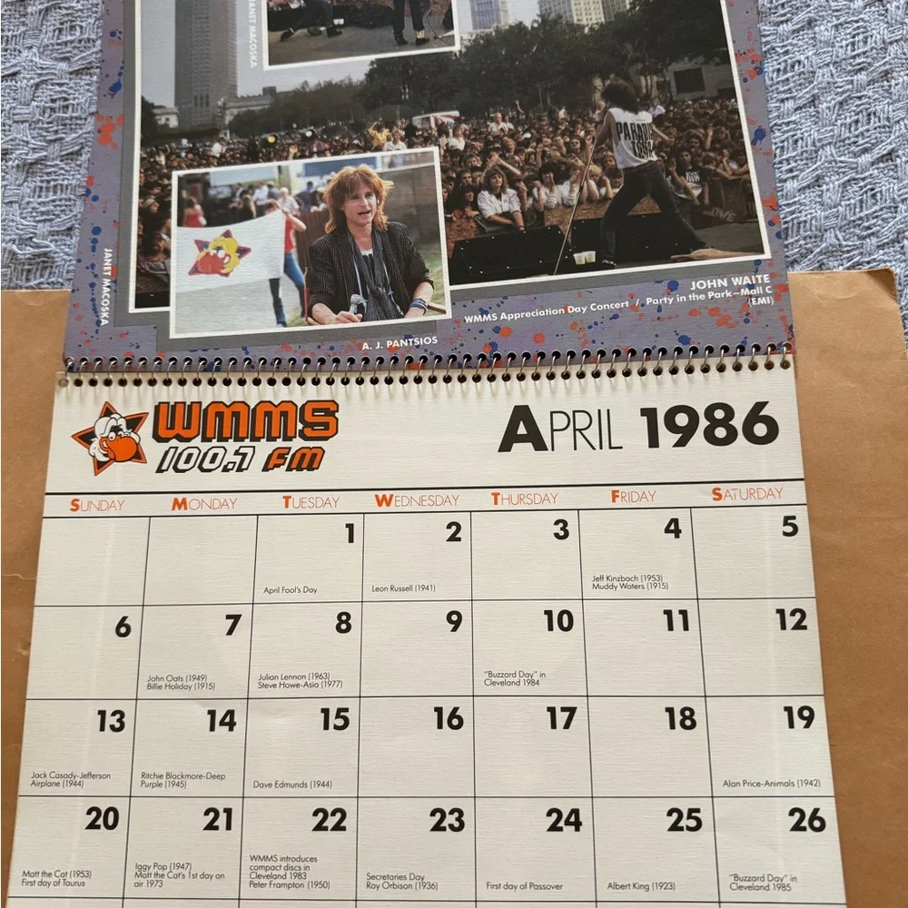 MMS Design Studio 1986 Calendar - Bold Red and Yellow